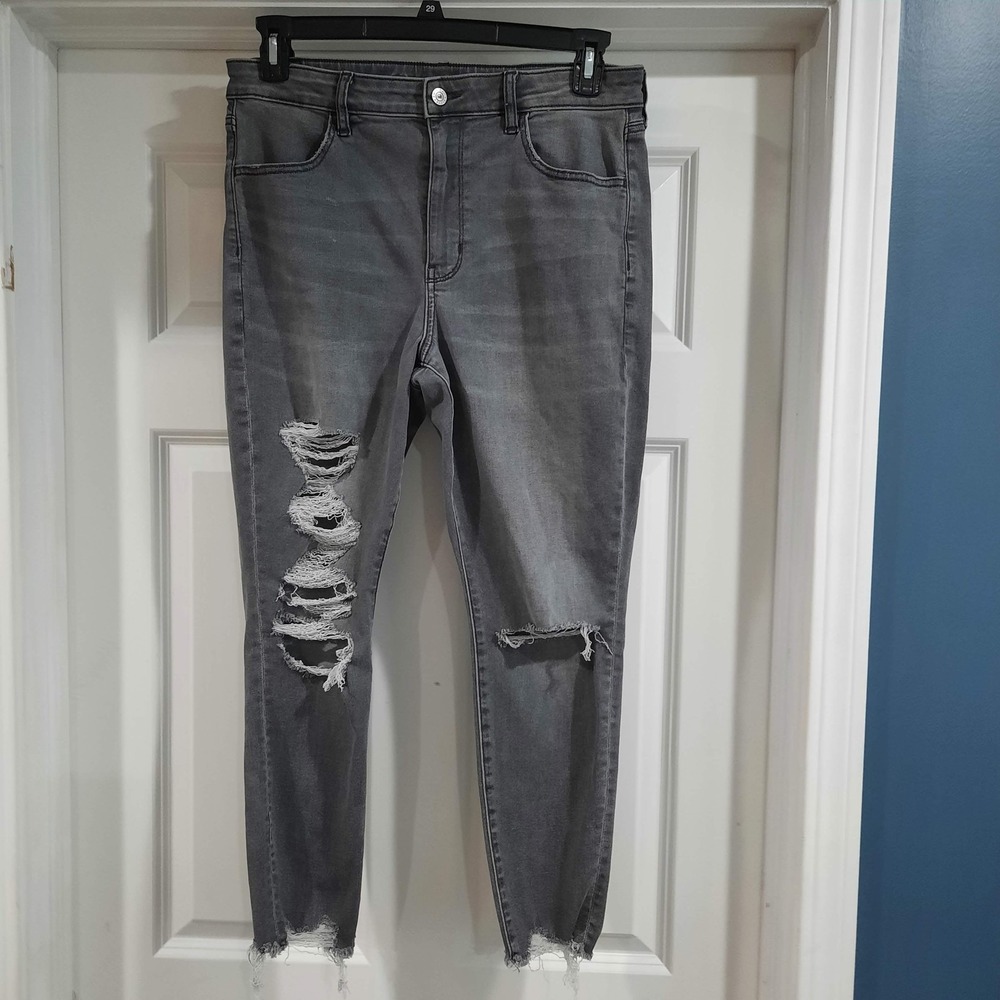 American‎ Eagle Jeans Womens 14 Short Gray Super Hi-Rise Jegging Next Level